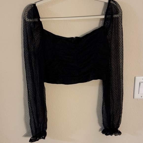 Windsor Tops - Windsor Black Sheer Long Sleeve Blouse